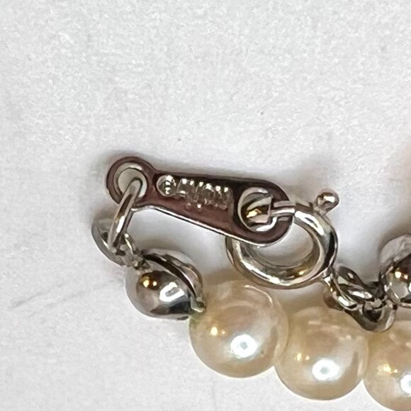 Avon Silver Marcasite Bow Pearl Necklace - Picture 4 of 6